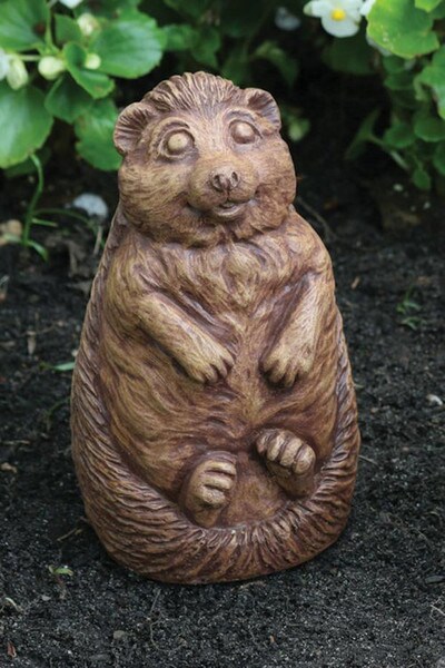 Hedgehog Garden Statue Sitting Cement Smiling Sculpture Playful